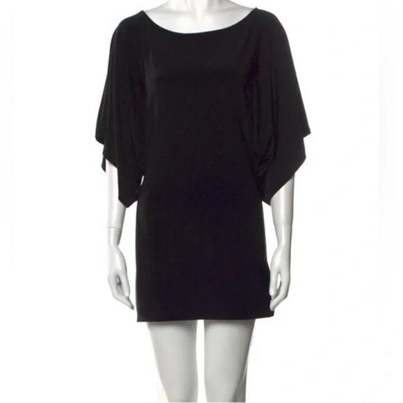 NORMA KAMALI Dolman Sleeve Black Tunic Mini Dress Sz Small - Picture 2 of 6